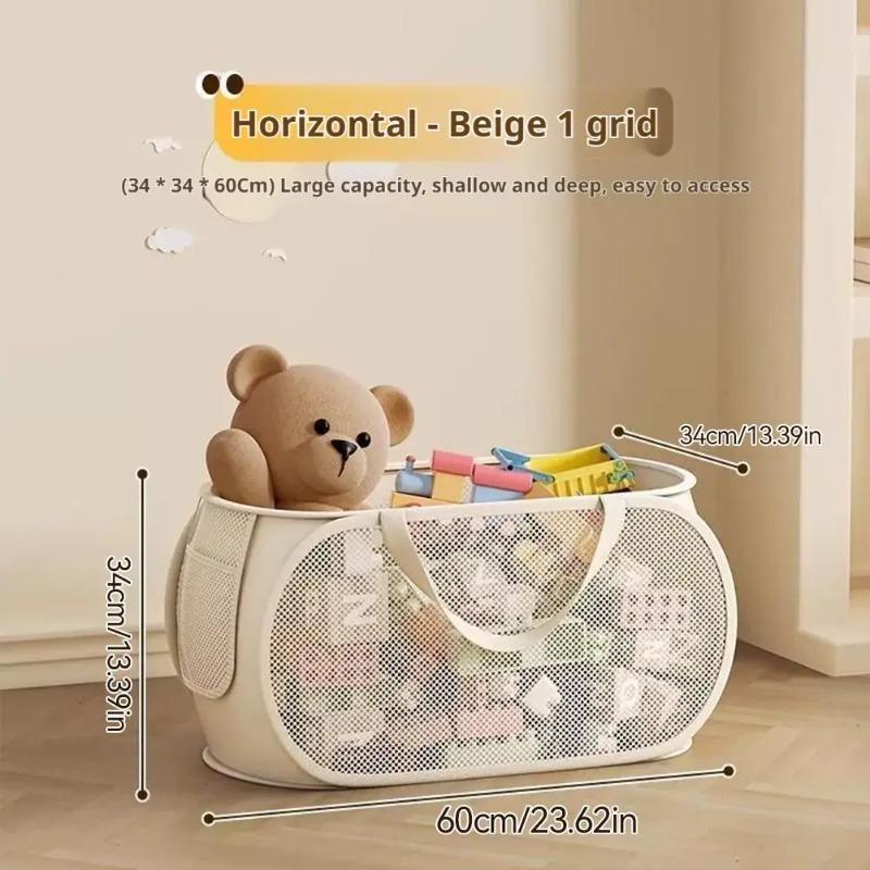 Large Kids Toy Storage Bin, Extra Capacity Organizer Basket for Stuffed Animals & Plush Toys, Portable Handle Laundry Basket