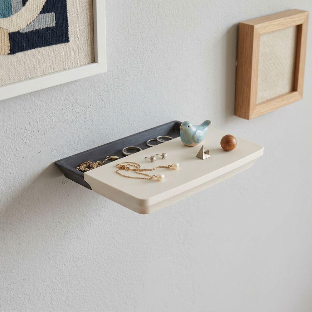 Plastic Floating Wall Mount Shelf Slide Open Display Rack with Drawer Entryway