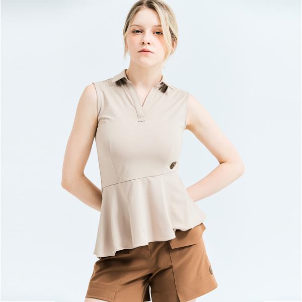 Henry Stuart Women S Sleeveless T-Shirt With Shirring Points In Beige Beige/S[90]