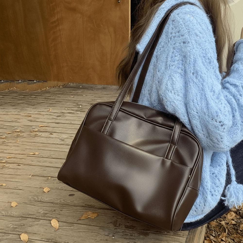 New Soft Surface Women's Tote Bag PU Leather Double Strap Shoulder Bag Large Capacity Underarm Bag Travel Work