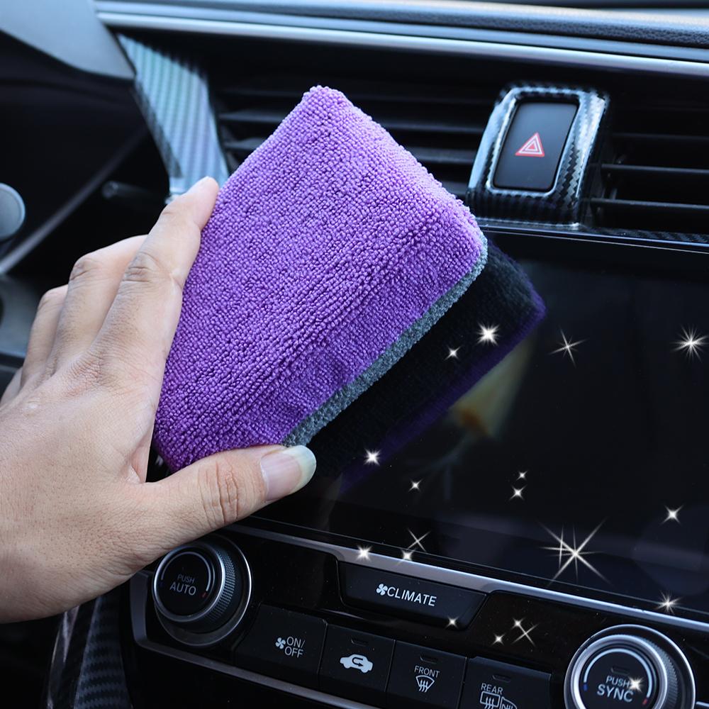 Double-sided Car Washing Sponge Microfibre Polyester Fabric Auto Waxing Polishing Crystallisation Sponge Cars Cleaning Tools