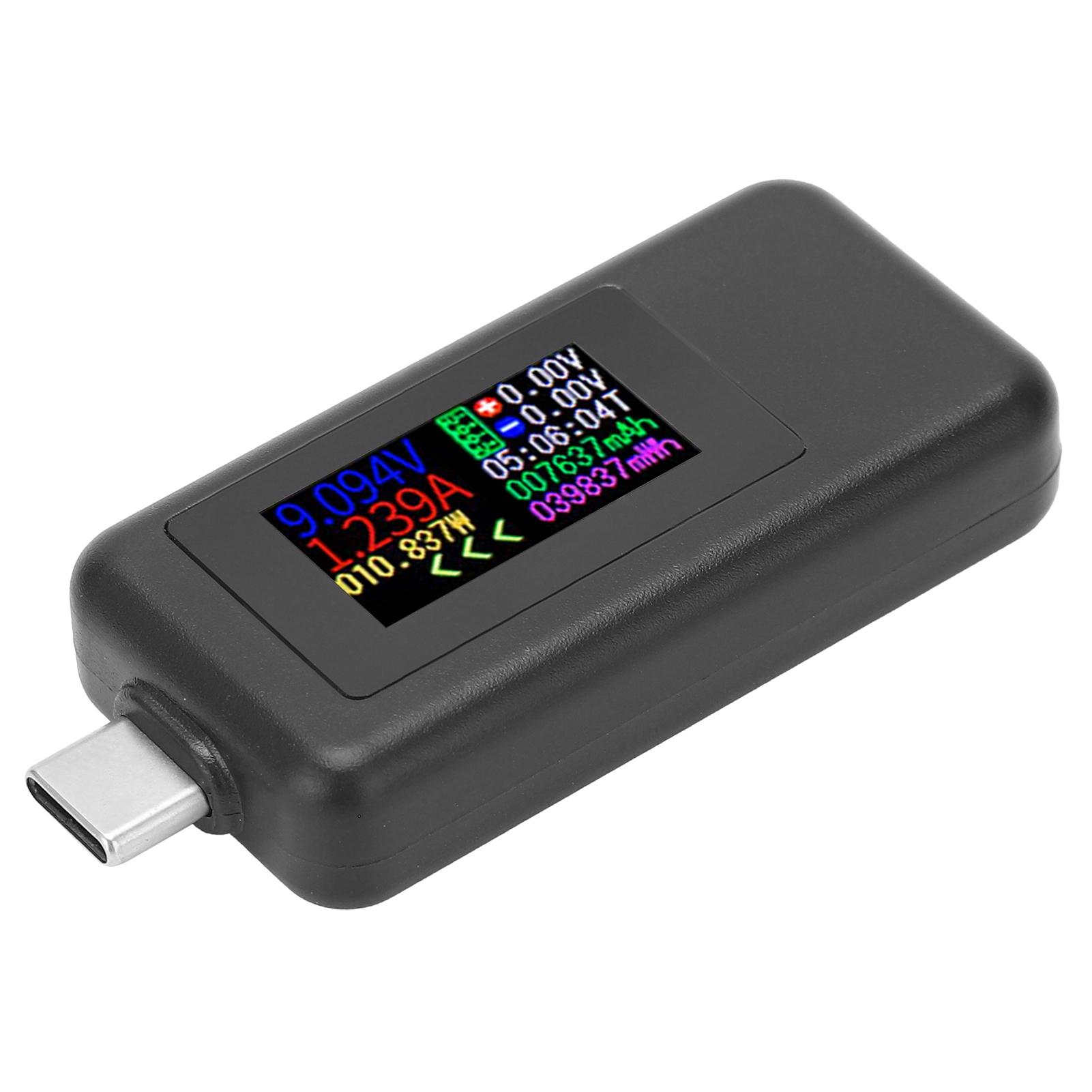 

USB C Power Tester Voltage Current 2 in 1 Meter Voltmeter Ammeter Color Screen DC4‑30V