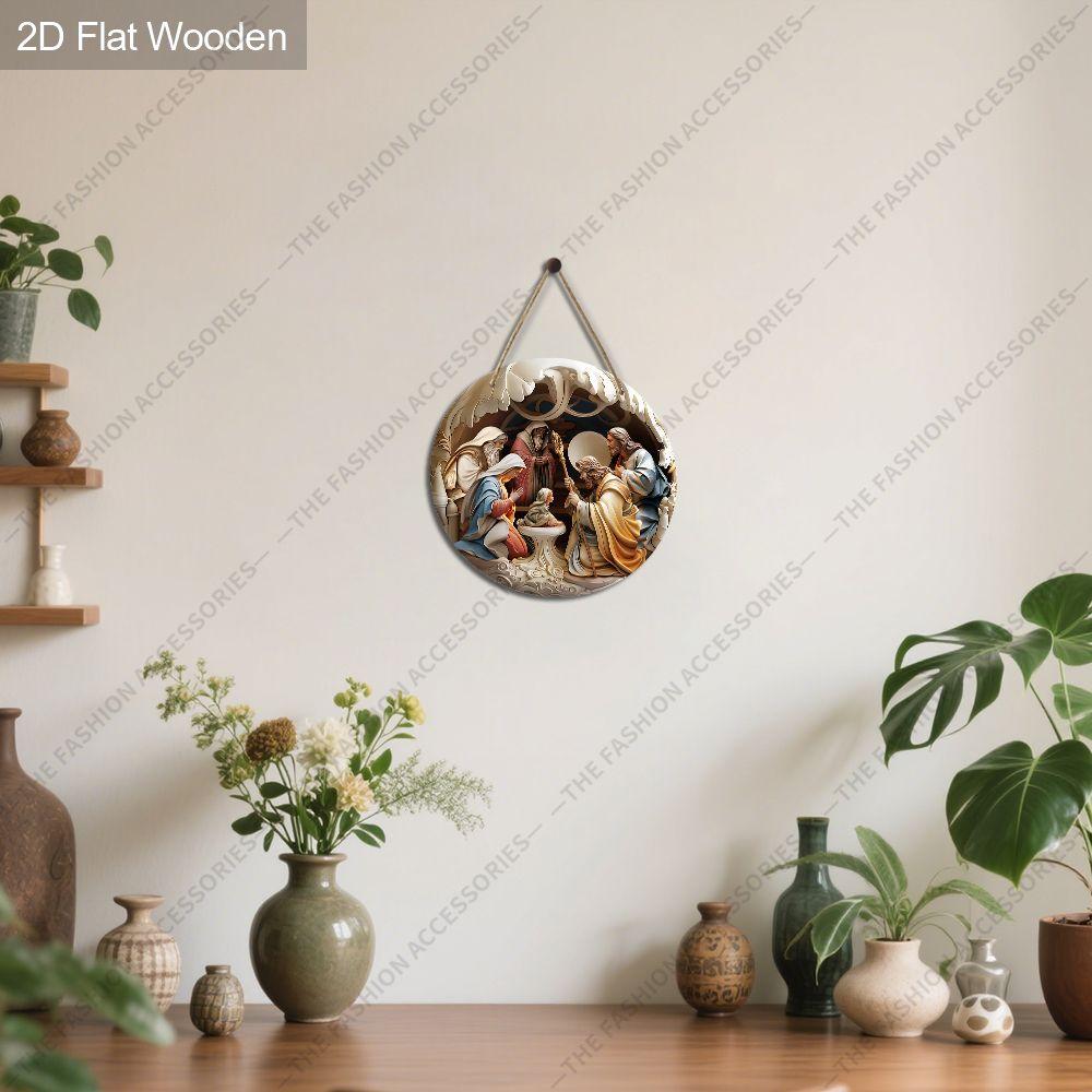 Holy Night Nativity Scene Pendant, Decoration of Home Walls or Doors, 2d Flat Wooden, Christmas Decoration, Gifts for Friends and Family
