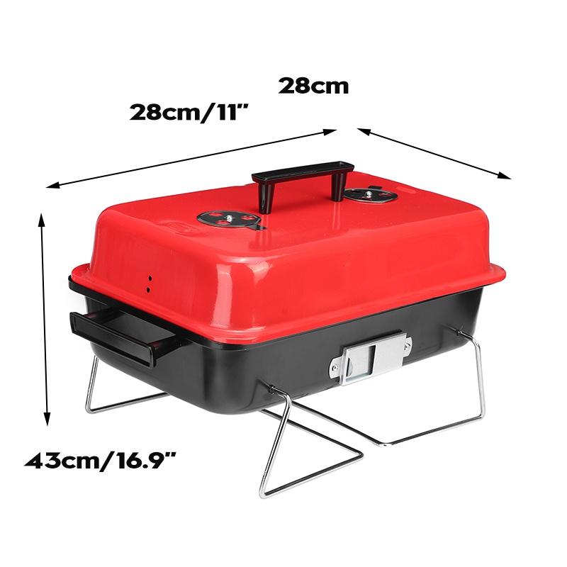 Barbecue Grills Edelstahl BBQ Ofen Outdoor Drahtgitter Werkzeuge Outdoor Faltbare Holzkohlegrills Für Picknick Für 3-5 Personen Schwarz+Rot