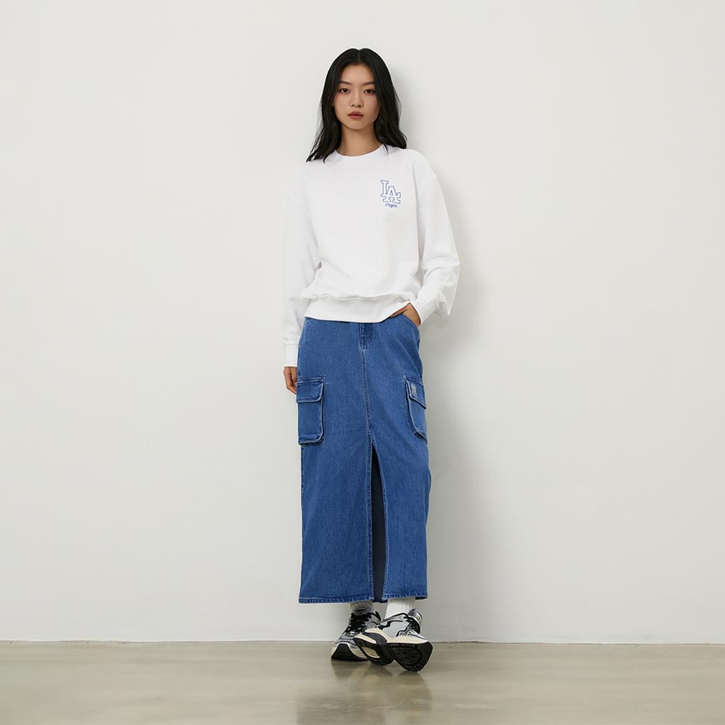 New MLB Los Angeles Dodgers Basic Collection 24FW American Sweatshirt Unisex Ecru 3AMTB9744-07WHS