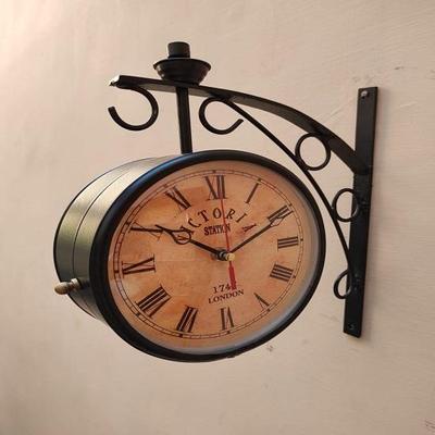 Victoria Station Clock Double Sided Antique Wall Decor Clock, Gift 25.4 Cm