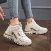 Four Season Model with Thick Bottom and Increased Height Women's Shoes Sports Casual Shoes Large Size  Microfiber Leather Waterproof Sports Shoes