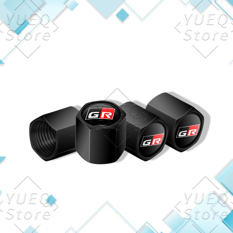 4Pcs Car Wheel Tire Waterproof Airdust Valve Caps Tyre Air Aluminum Stem For Toyota GR Sport Yaris Corolla Hilux Supra C-HR