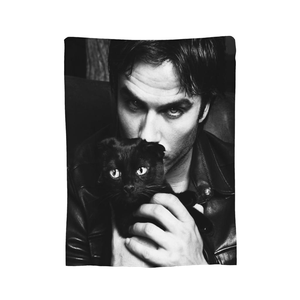 Damon Salvatore Vampire Diares Blankets Flannel Textile Decor  Multi-function Warm Throw Blanket for Bed Travel Plush Thin Quilt