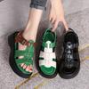 Fashion GKTINOO Summer Mixed Color Genuine Leather Sandals Roman Shoes Platform Wedges Woven Thick Soled Sandals Women Shoes Large Size