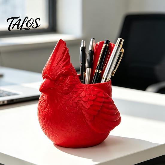 Carino Accessorio da Scrivania Uccellino Rosso Stampato in 3D Portapenne, Portapenne Animale Ecologico Portariviste, Organizer per Matite, Pennelli da Trucco,