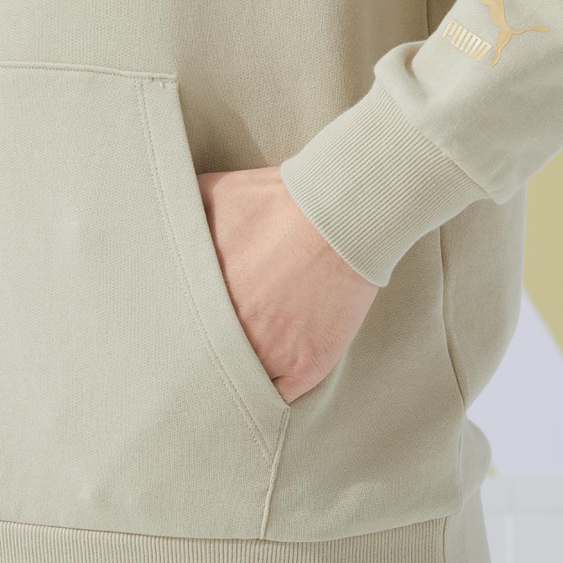 Puma Letter Logo Printed Hooded Casual Long Sleeve American Vintage Sweatshirt Unisex sweatshirt Gray Earth 625822-90