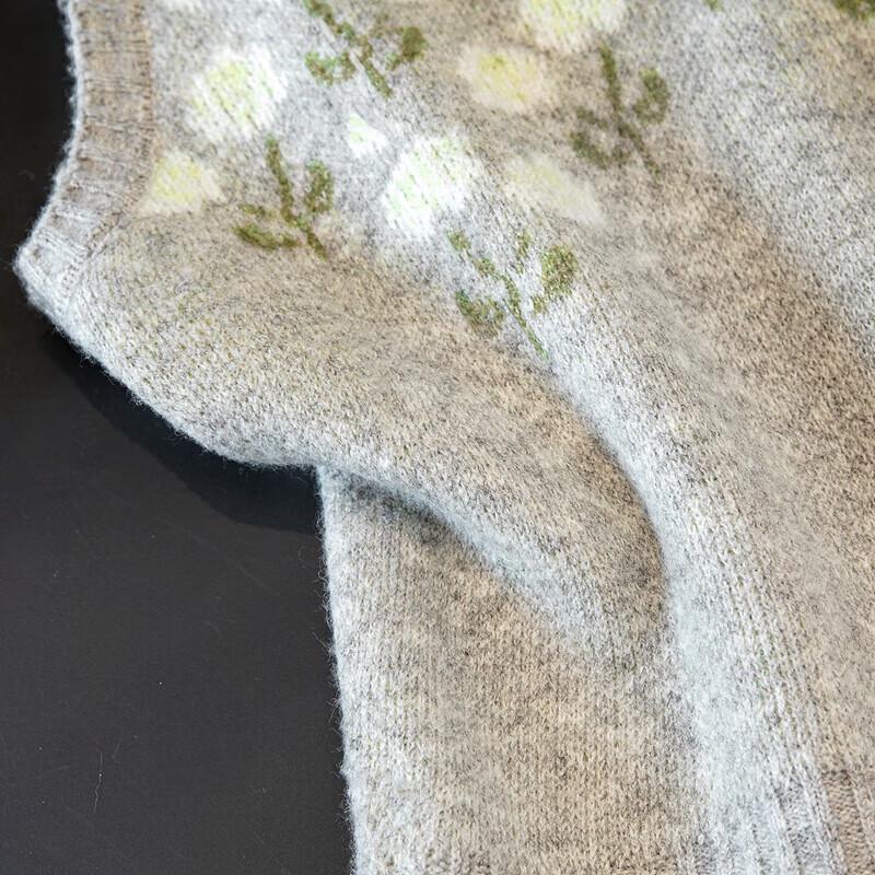 Sibaish Damen Strickweste mit Blumenmuster aus Wollmischung