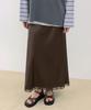 SINOON Satin Lace Long Skirt (Brown)