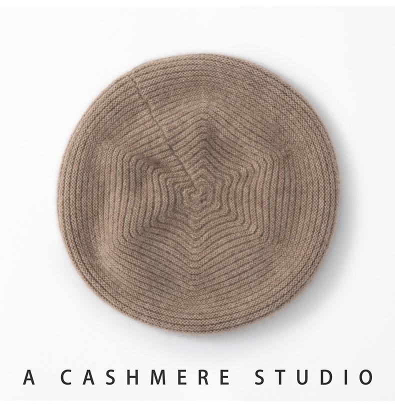 Women's Cashmere Knit Bucket Hat - Thick Autumn & Winter Wool Beret Wrap Cap