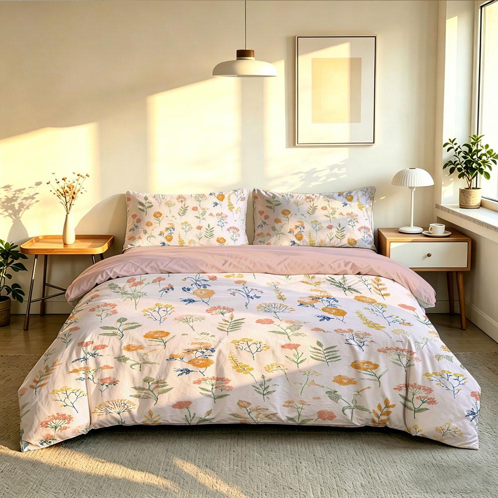 3PCS Duvet Cover Set Autumn Mood Pumpkin Maple Leaf Coffee Fall Theme Bedding Set Warm Cozy Bedroom Decor