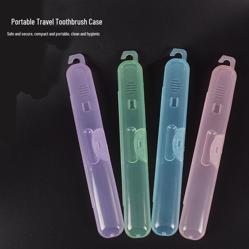 

Портативный прозрачный бокс для хранения зубных щеток с крючком для путешествий фиолетовый