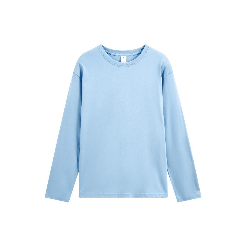 Minimalist Fashion Base Layer Women's Autumn Long-Sleeve Pure Cotton Straight-Shoulder T-Shirt Men's Crew Neck Solid Color Basic Couple's Sweatshirt