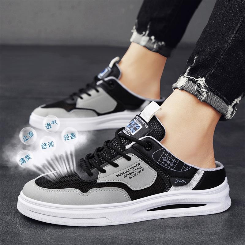 

Мужские повседневные туфли-сетка полудраги, полуботинки для мужчин, мюли, тапочки, уличные сандалии, обувь для скейтбординга, летние открытые туфли на плоской подошве, мужские шлепанцы 39