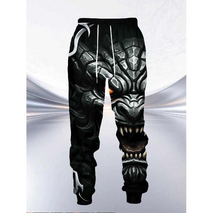 Black Rock Demon Dragon 3D Printed Men'S Casual Sweatshirt And Sweatpants Two-Piece Set