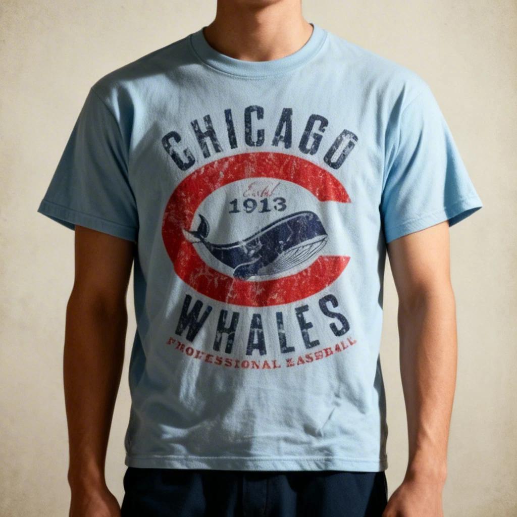 Chicago Whales Baseball Team Nostalgic Retro T-shirt NWT M