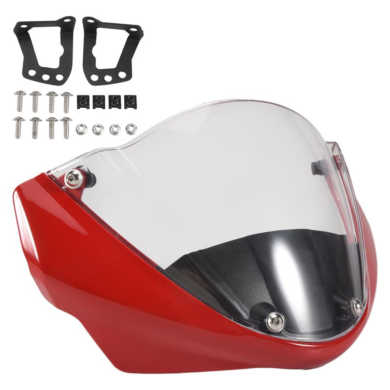 Motorcycle Windshield Head Cover Windshield Fairing For Ducati Monster 696 795 796 M1100, Red-M53K