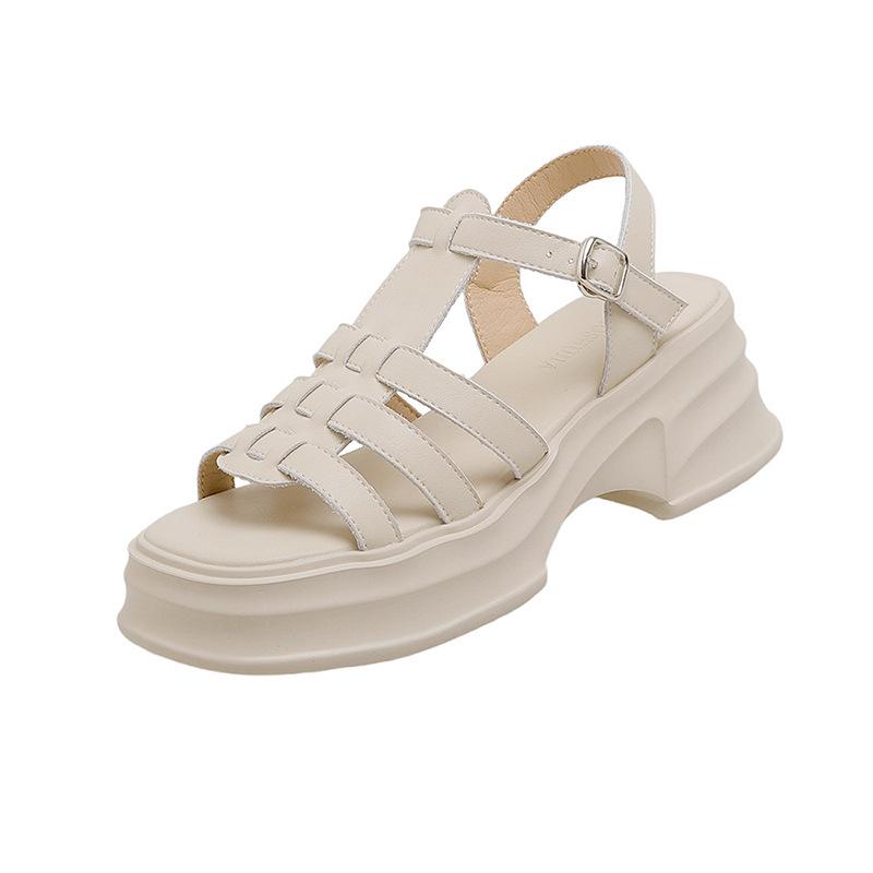 

Повседневные женские сандалии новая летняя водонепроницаемая платформа платформа высокий каблук лакированная кожа маффин полые пляжные туфли 40