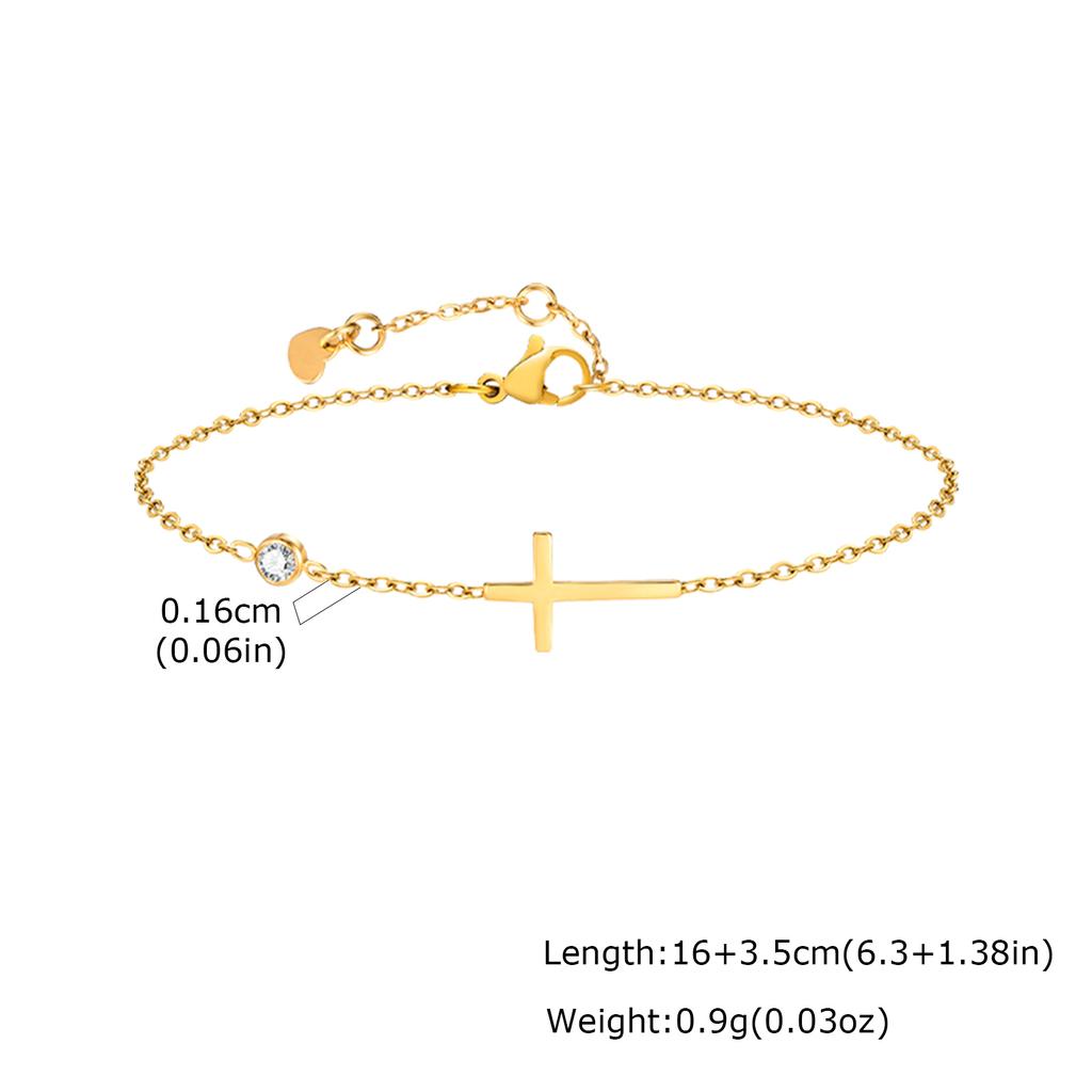 5pcs Bracelet Set for Women, Stainless Steel Stackable 18K Gold Plated Cross Paperclip Cuban Chain Bracelets Stack Waterproof