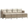 5 Piece Garden Sofa Set with Cushions Beige Poly Rattan
