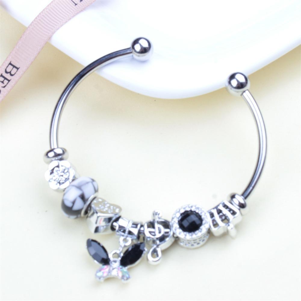 Beaded Bracelet Bangle Multi Element Stainless Steel Copper Alloy Open Spring Snake Bone Chain