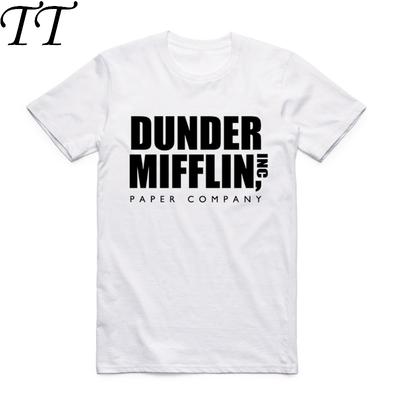 2019 S-XXX Herren Damen Print The Office TV-Show Dunder Mifflin Papier Weiß T-Shirt Kurzarm Rundhals Harajuku Streetwear T-Shirt
