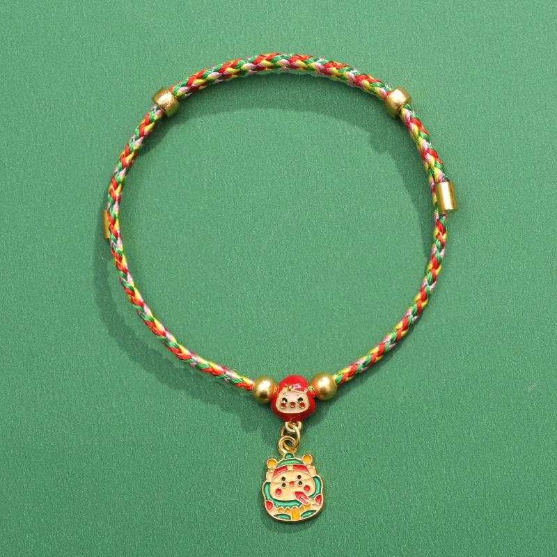 Five-Color Iridescent Rope Bracelet with Alloy Enamel Zongzi - Dragon Boat Festival Collection