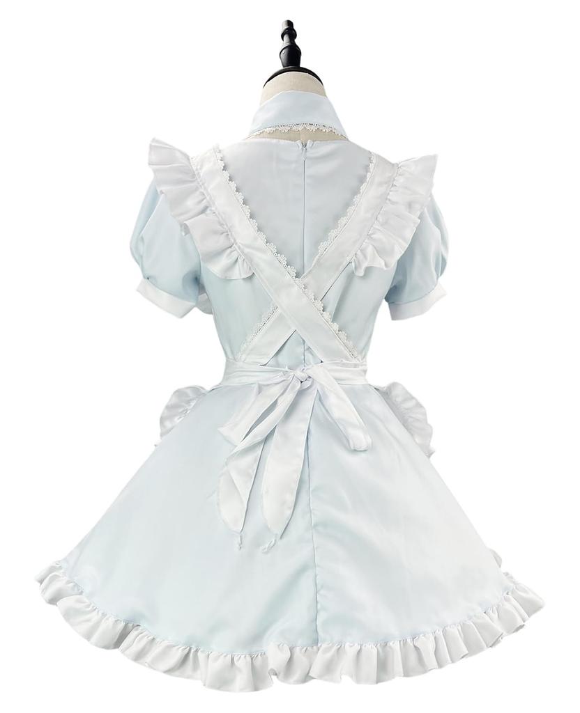 [CR ROLECOS] Light Blue Maid Costume, Nurse Costume, Plus Size, Cute Maid Uniform, Halloween Costume, Women's, Maid Cosplay, Cute, Landmine Style, Caf