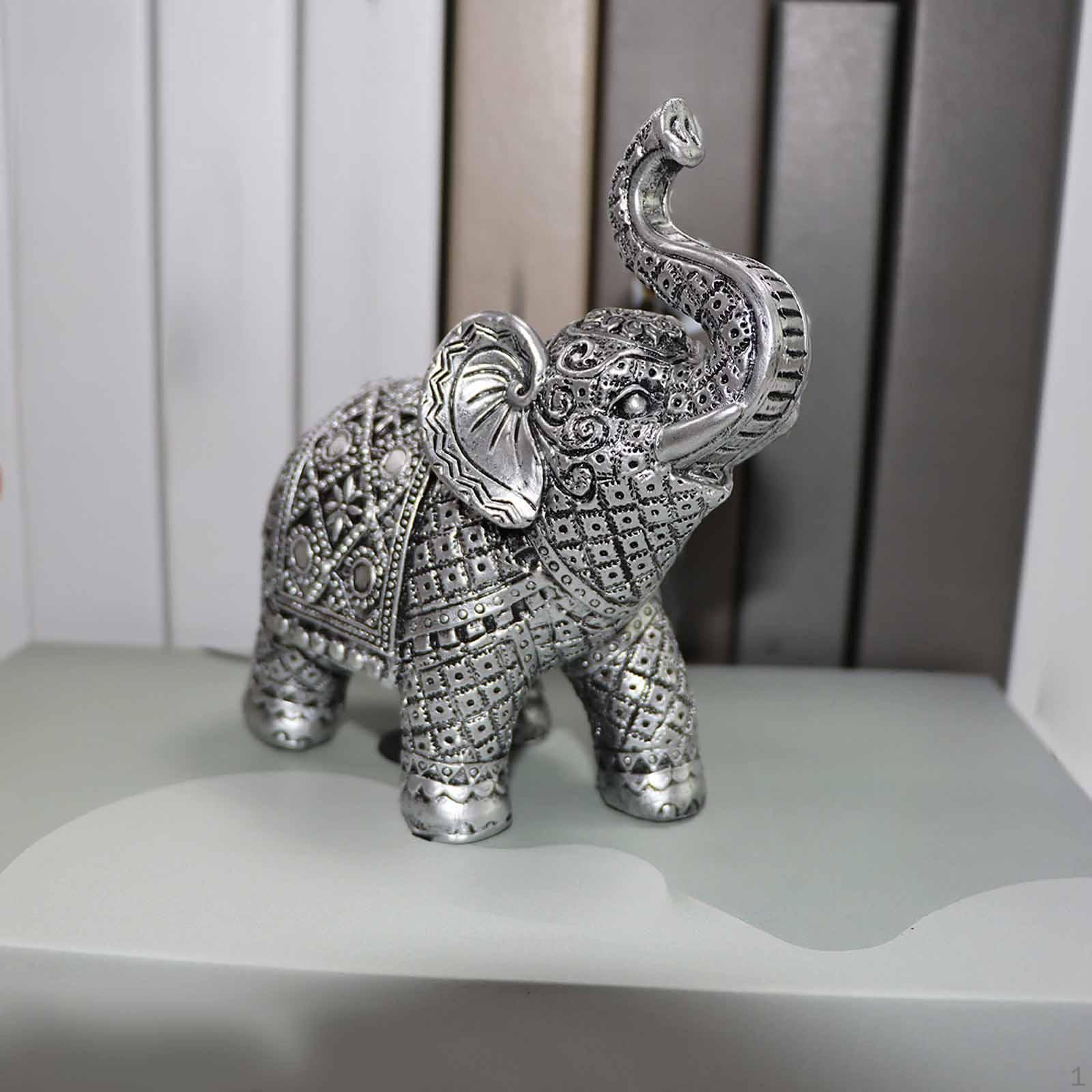 

Elephant Figurine Animal Sculpture Collectible Decorative Statue Desktop Ornament for Desk Bookshelf срібний