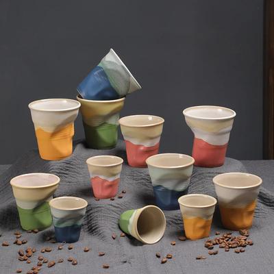 Tazze da Caffè Creative in Ceramica Grezza Tazza in Ceramica Piegata Irregolare Retrò