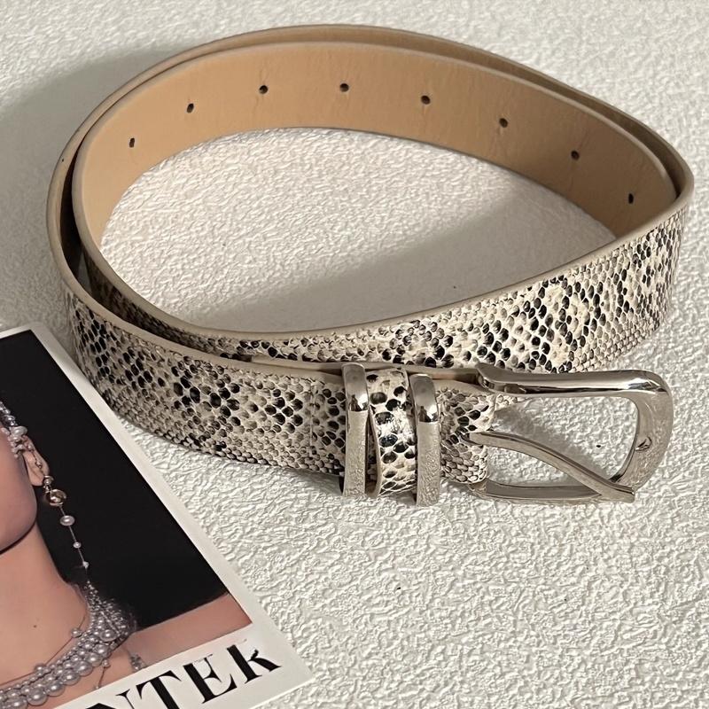 Retro Personalized Waistband for Women Girls with Sense of Niche Design Versatile Leopard Print Snake Skin Pattern Daily Belt