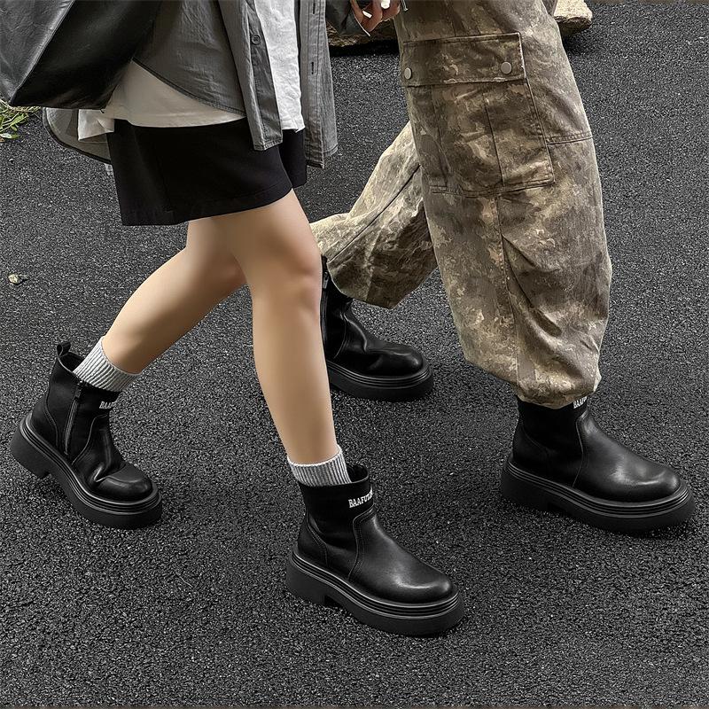 Cigarette Martin boots Men's trendy winter Chelsea boots Height-increasing high-top locomotive boots Retro short boots 5026-J