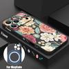 Vintage Flower Case For iPhone 17 Pro Max iPhone 16 15 14 13 Pro Max Magnetic For Magsafe Soft Silicone Phone Back Cover