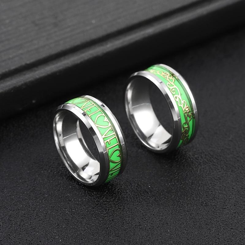 Кольцо из титановой стали Светящееся кольцо в форме сердца для пары Креативное модное ювелирное изделие из нержавеющей стали Набор оптовой фабрики 9No.