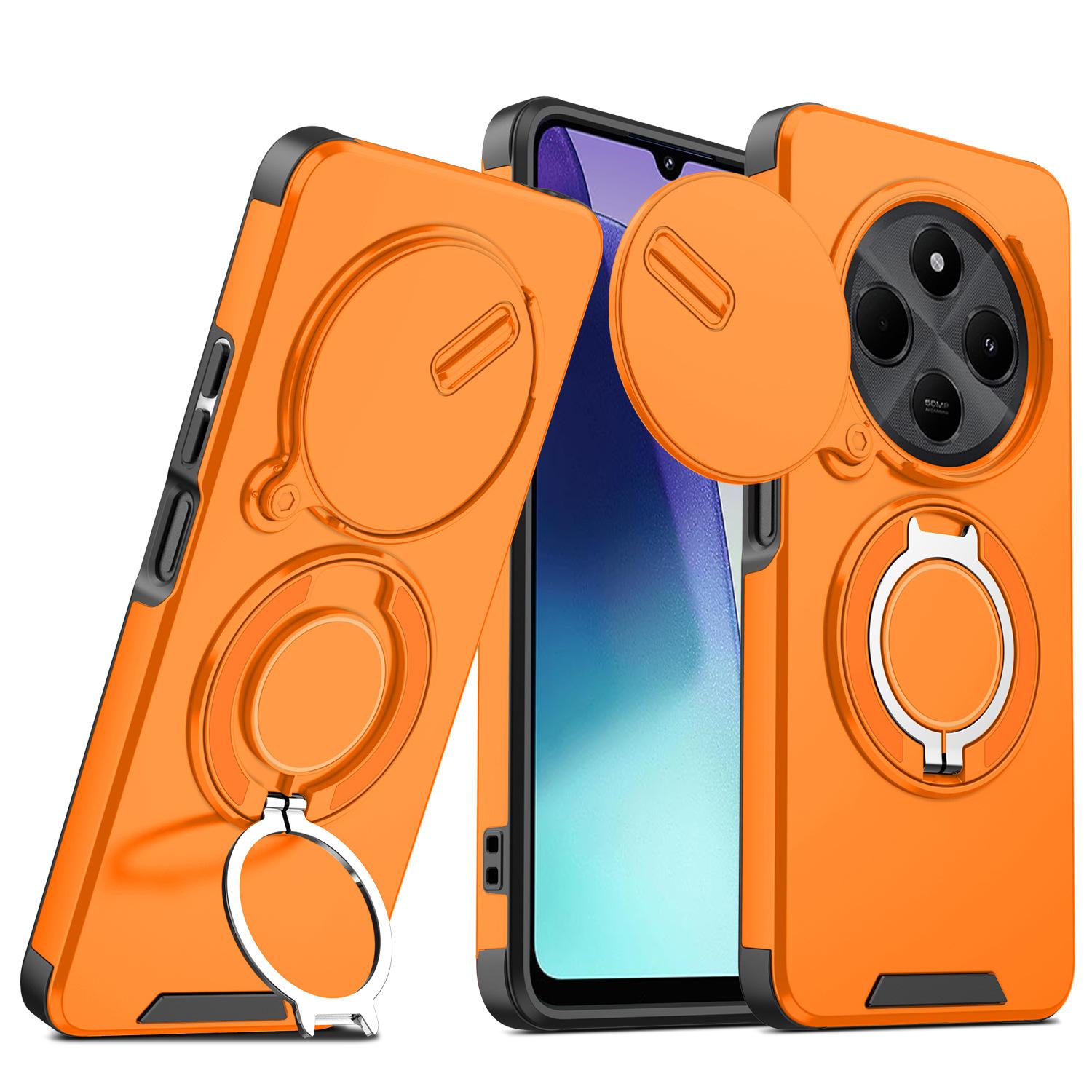 

Розкішний чохол з об’єктивом камери для Xiaomi Redmi 14C, Note 14 / 14 Pro Plus 5G, Redmi A4, Poco C75 Pro з підставкою протиударний чохол-бампер for Xiaomi Redmi A4 помаранчевий