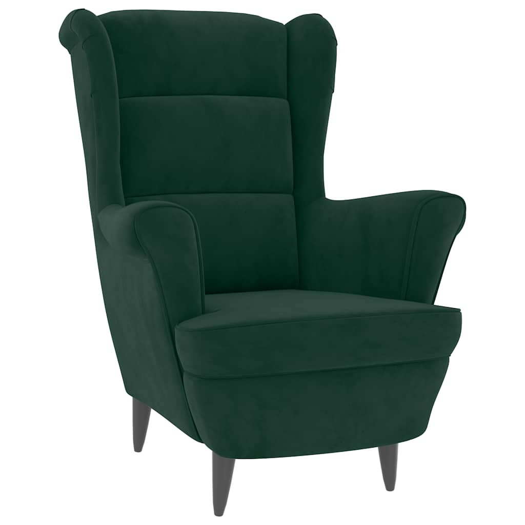 Vidaxl Armchair with Footrest, Dark Green, Upholstered In Velvet