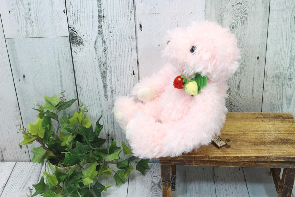 Take Off Plush Music Box Wild Strawberry Bear, Small, Pink