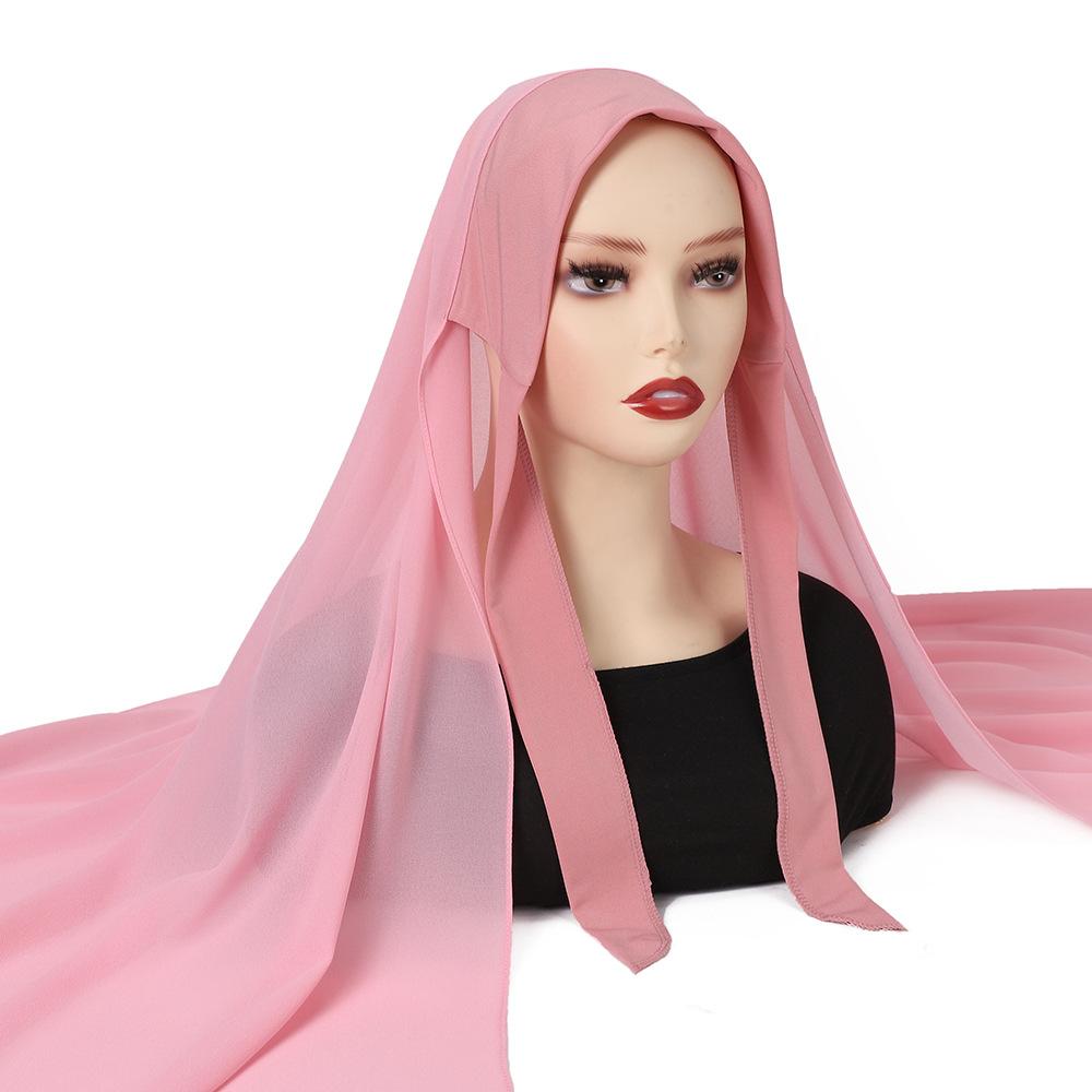 Quick pullover headscarf, pearl chiffon, convenient headscarf, scarf, lazy headscarf set.