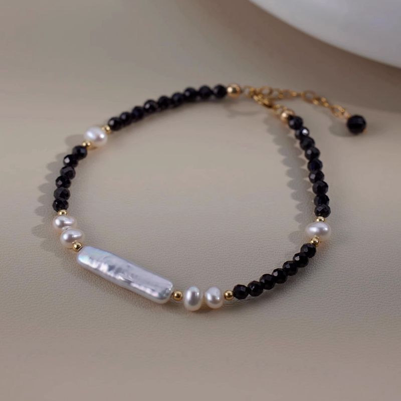 New Arrival Elegant Natural Baroque Freshwater Pearl & Black Crystal 14K Gold Filled Female Set For Necklace Bracelet