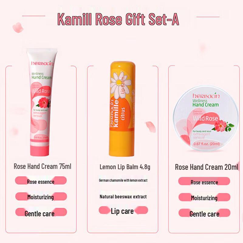 Herbacin Chamomile & Rose Gift Set with Hand Cream & Aroma Diffuser