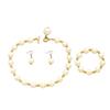 Vergoldetes Kupfer Perlen Schmuckset für Damen, Halskette Armband Ohrringe 3-teiliges Perlen-Set