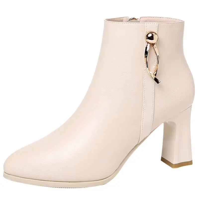 Ankle Boots for Women High Heels  New Pointed Toe Women's Boots Simple Black Zipper Boots  Fashion Platform Shoes Female