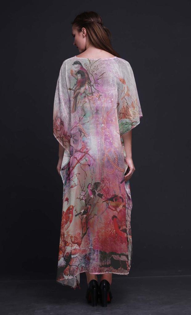Phagun Sparrow Bird Long Caftan Maxi Dress Beach Swimwear Cover Up Womens