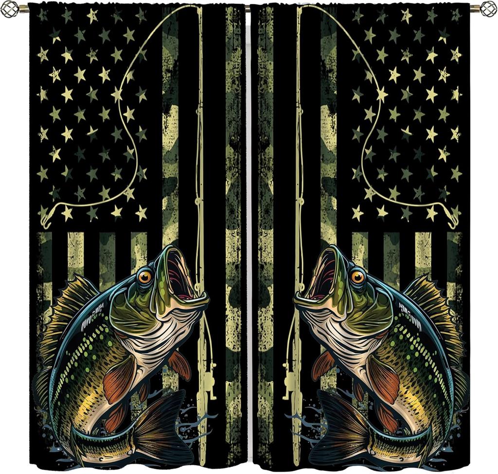 Farmhouse Deer Curtains Bedroom Vintage Rustic Fall Hunting River Cabin Elk Wildlife Window Drape Boys Girls Living Room Curtain For Sitting Polyester