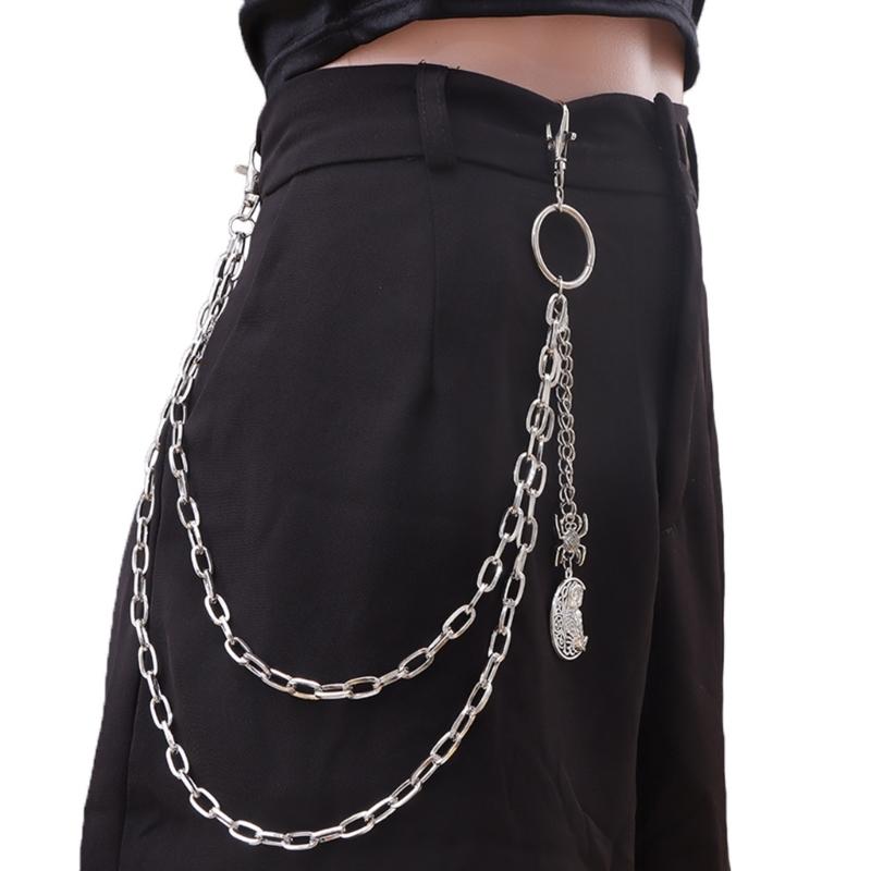 Punk Jeans Pants Chain Edgy Chain Punk Halloween Charm Waist Wallet Chain Grunge Belt for Hip Hop Accessories